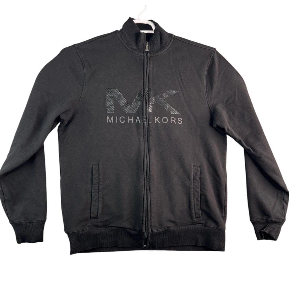 Michael Kors Men's Large Black Full Zip Jacket Mock Neck Stretch